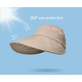 MAKFORT Sun Hat Foldable Summer Hat Women's Breathable Hat Visor Cap Outdoor Hat for Golf Travel Hiking, B-beige