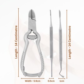 ASM Toe Nail Clippers for Thick Nails with 2 Cuticle Pusher - Heavy Duty Toenail Clippers for Fingernails Ingrown Toenail Treatment Cuticle Remover - Ideal Beauty Gifts for Women & Men