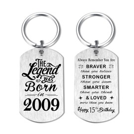 Yobent 15th Birthday Gifts for Him Boys Men 2010, Happy 15th Birthday Keyring, 15 Year Old Birthday Gifts for Her Women, The Legend was Born in 2010