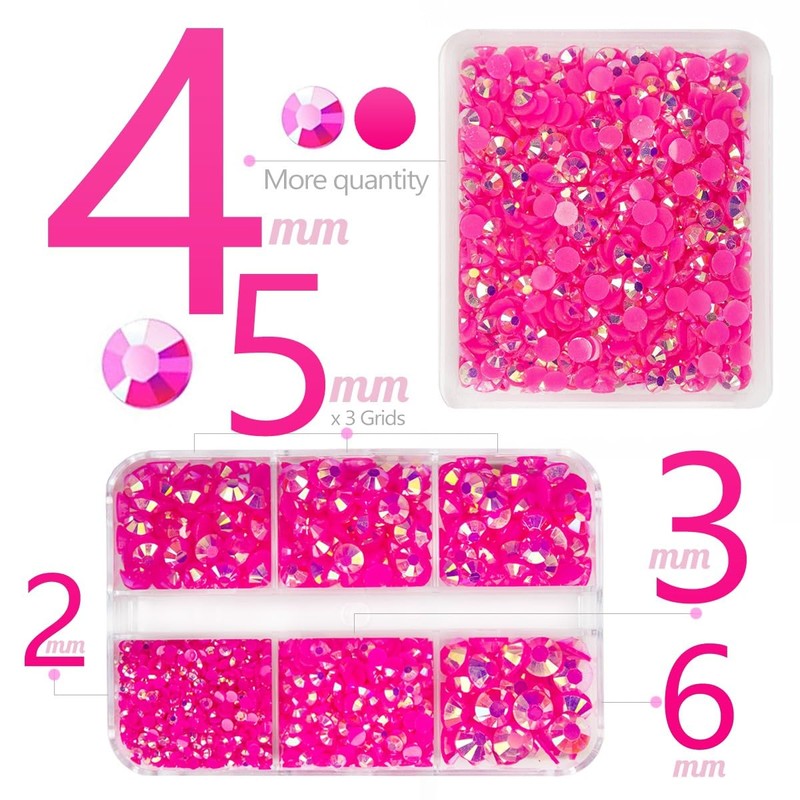 qiipii 3060PCS Hot Pink AB Resin Rhinestones for Crafting Rose