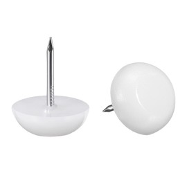 sourcing map Furniture Feet Nail Plastic Glide Nails Chair Table Leg Protector Pads 15mm Dia White 90pcs