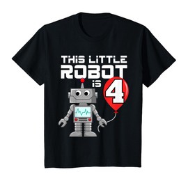 Robot Robotics Birthday Shirt Gifts Kids 4 Year Old Robot Birthday Party T-Shirt