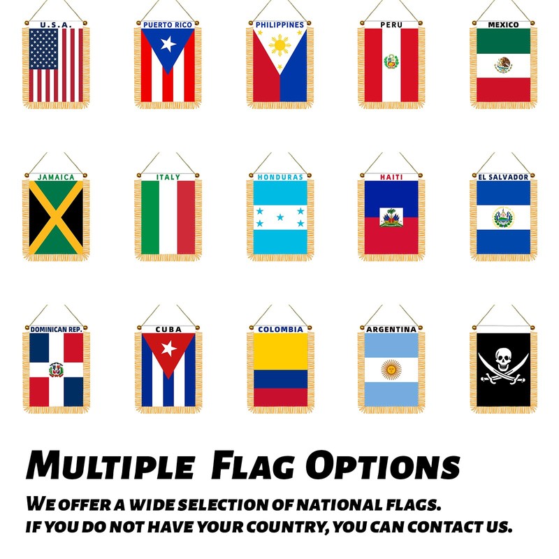 Cuba Window Hanging Flag With Fringy, Cuban Mini Flag Banner