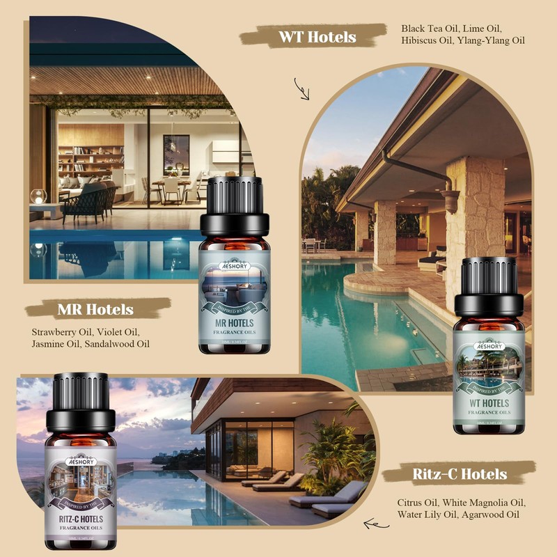 Hotel Diffuser Oils Gift Set - 6x10ML Luxury Fragrance Oil