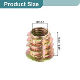 sourcing map 50Pcs Threaded Inserts, M10-1.5x15 Zinc Alloy Hex-Flanged Nut Threaded Inserts, Hex Socket Drive Nut Threaded Inserts Bolt Fastener Connector for Wood, Furniture Nuts
