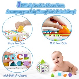 Baby Toys 3-6-12-18 Months Toddler,10 Pcs Montessori Toys for 1 1+ Year Old Baby Sensory Bin Toys, Colorful Cube Baby Learning Sorter Toy Christmas Birthday Gifts Stocking Stuffers for Kids 1-3