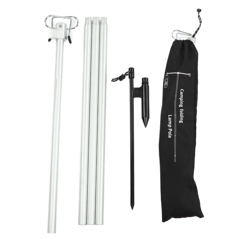 Camping Lamp Pole Retractable Double Light Hooks Retro Style Metal
