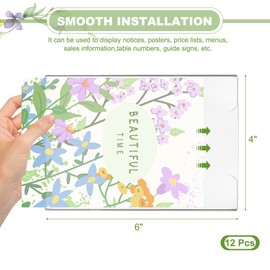 PATIKIL Acrylic Sign Holder, 12 Pack 4x6 Wall Sign Paper Holder Clear Picture Frame with Double Side Adhesive Tape for Office Restaurant Memo Menu Guide, Horizontal