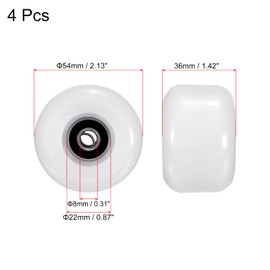 PATIKIL 54mm Skateboard Wheel with Bearings ABEC-9, 4 Pack Street Wheels for Skateboards Cruiser Wheel Replacement 85A, White