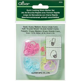 Clover Needlecraft 3033 Quick Locking Stitch Marker Set, Multi-Colour, 3" Height x 3" Length x 1.2" Width