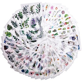 48 Sheets 860 Non-Repeating Watercolor Green Plant Scrapbook Sticker Set Scrapbooking Washi Planner Sticker Self Adhesive Decorative Sticker for DIY Laptop Journaling Diary Album Art Craft