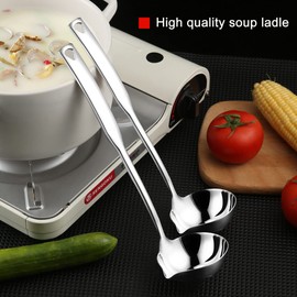 Hvanam Kitchen Soup Ladle 304 Stainless Steel Punch Metal Luminous Ladell Spoons With Pour Spout Gravy Ladles for Serving,Cooking,Canning,11.8 inch