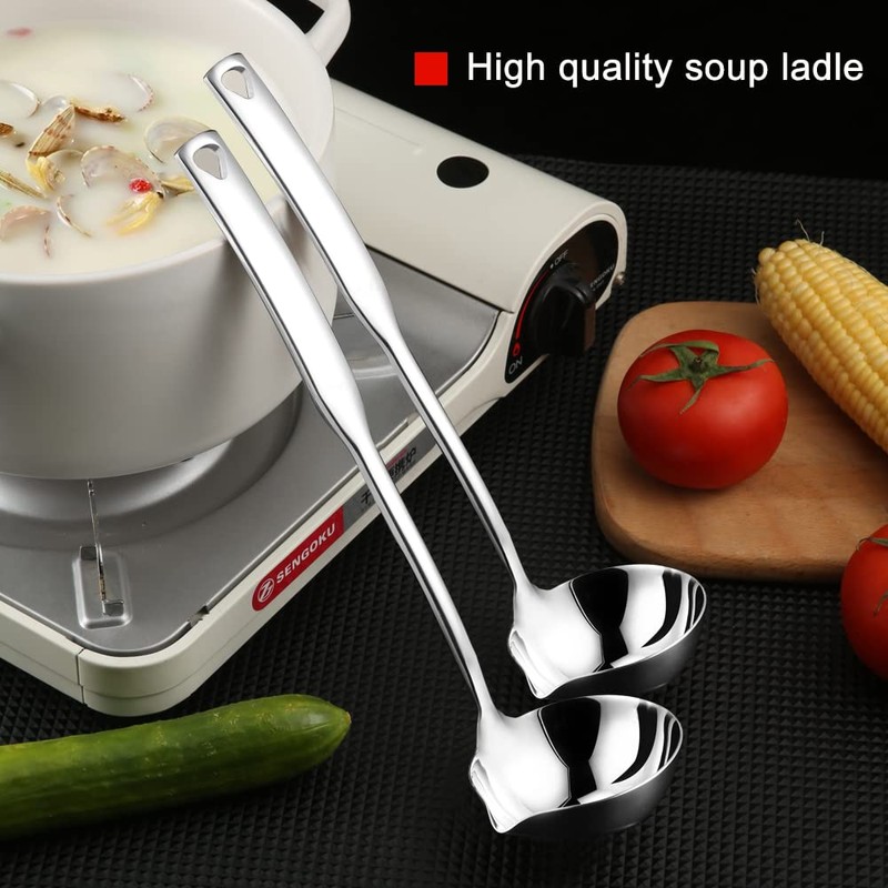 Hvanam Kitchen Soup Ladle 304 Stainless Steel Punch Metal Luminous