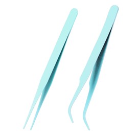 Craft Tweezers, 2Pcs Straight Curved Tweezers, Stainless Steel Sticker Tweezers Kit, Pointed Tweezers, Small Jewelry Making Tools for DIY Projects Cardmaking Scrapbooking Stickers Model