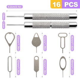 ZeriLion 16 Pack SIM Card Ejector Tool Kit, Phone Tray Opener Pin for Easy Removal, Standard Key for Most Cell Phones, Tablets and Other Mobile Devices
