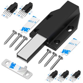Magnetic Push Latch Without Nail Installation Tonitrui Heavy Duty Magnetic Touch Latches for Large Door Push Release Latch Kitchen Drawer Push Catch Press Out Latch (Black 6 Pack)