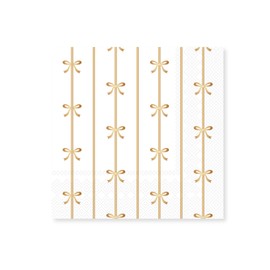 Bonjour Fête Gold Signature Bow Large Paper Napkins | 3-Ply Napkins for Birthdays & Holidays | Premium Lunch Napkins | Gold Foil | Party Decor | Party Supplies Decorations | Pack of 20, 6.5" Folded