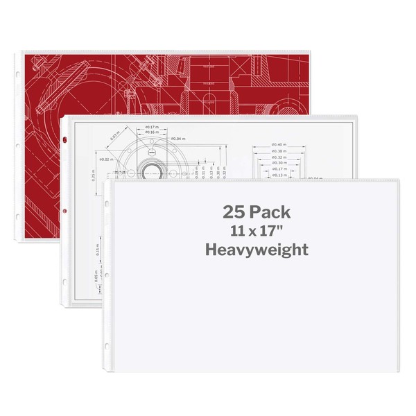 Dunwell 11x17 Sheet Protectors Landscape - (Heavyweight, 25 Pack), 11