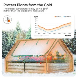 Quictent Raised Garden Bed with Cover Outdoor Galvanized Metal Planter Box Kit, w/ 2 Large Screen Windows Mini Greenhouse 20pcs T Tags 1 Pair of Gloves Included for Growing Vegetables 6x3x1ft (Clear)