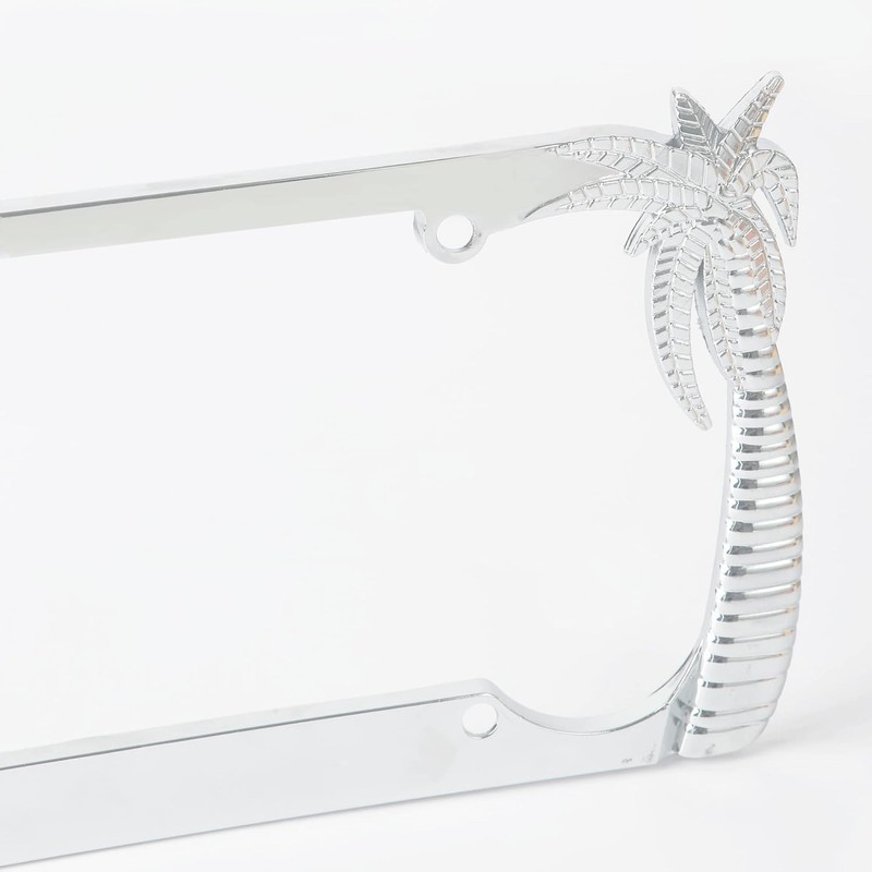 Chrome Palm Tree License Plate Frame for Women, Cute Hawaiian