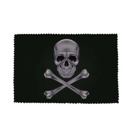 U24 Brillenputztuch Pirat Cross Bone Silber Fahne Flagge Glasreinigungstuch Microfasertuch