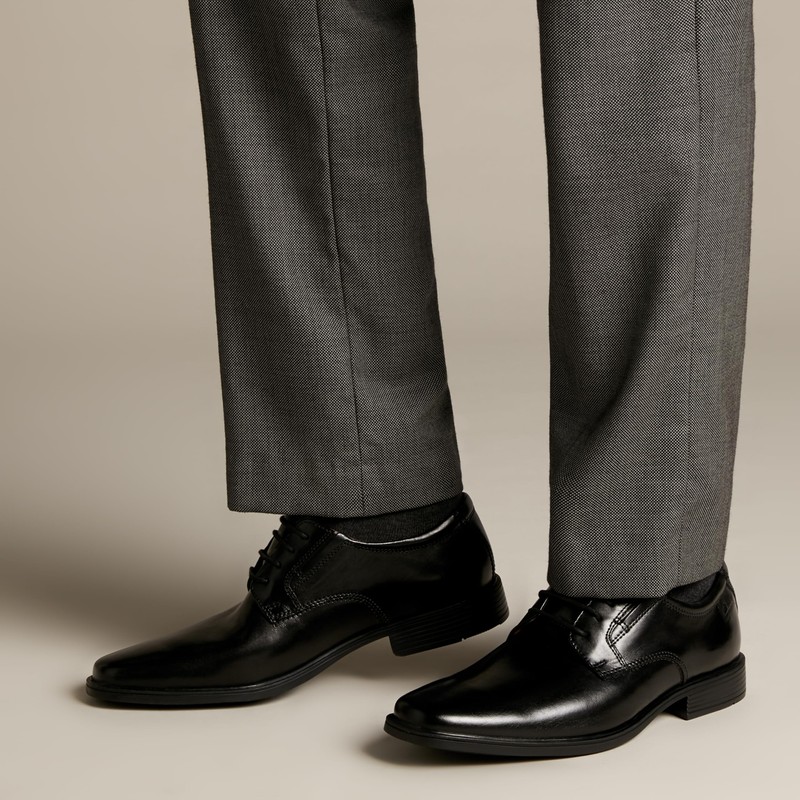 Clarks Clarks Men's Tilden Plain Derbys, Black Black Leather, 9