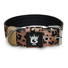 TSPRO Tactical Dog Collar 1.5 inch Wide Dog Collar Military Grade Strong Dog Collar Thick Dog Collar Heavy Duty Metal Buckle Dog Collar Fit 17.5-20.5 inches Neck (Leopard Print -M)