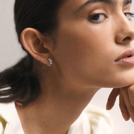 ChicSilver Mens Gothic Skull Hoop Earrings 925 Sterling Silver Punk Rock Skull Skeleton Small Huggie Earrings for Men Women