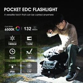 WUBEN E7 Mini linterna recargable de 1800 lúmenes con imán - Linterna EDC Ejercito Verde súper brillante de 6 modos, LED recargable tipo C; Linterna IP68 para uso con faros, rescate y acampada
