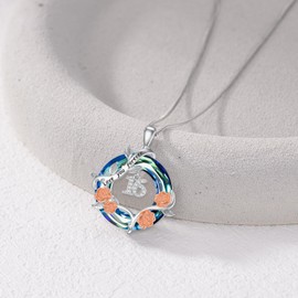 PELOVNY 16th Birthday Necklace for Women 925 Sterling Silver Rose Flower Love You Forever Crystal Pendant Jewelry Christmas Gifts for Daughter Granddaughter, 23mm, Sterling Silver, No Gemstone