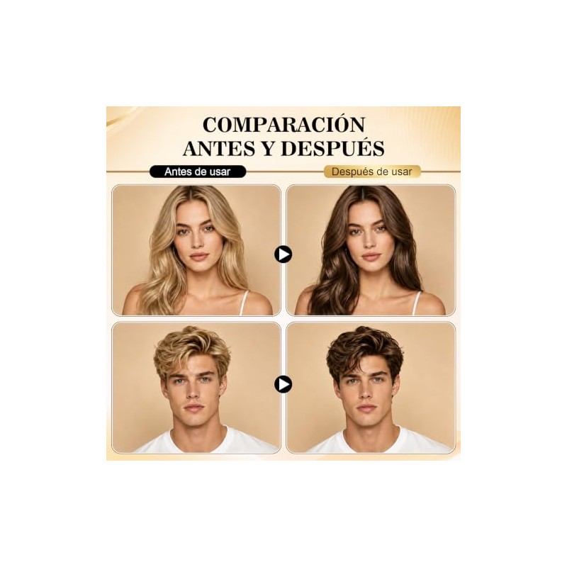 Hair Dye Shampoo 4 en 1 Fórmula Suave Ingredientes Naturales(Marrón
