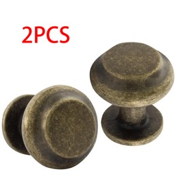 Adyoney 2 Pcs P02 Vintage Brass Single Hole Cabinet Knobs - Antique Drawer Kitchen Handles & Knobs for Kitchen, Bedroom, Bathroom, Coffee Room(Bronze Yellow)