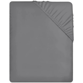Pamposh Super King Fitted Sheet Extra Deep Pocket 40 cm (16 inches) Durable Elastic Bed Sheets - Premium Brushed Microfibre Superking Fitted Sheet Grey - Ultrasoft Hypoallergenic Fade Resistant