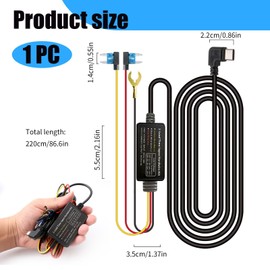 Dash cam Hard Wiring Kit UsbC for Dash Camera Output Interface Type-C 90 Degree Elbow Step-Down Line 12v 24v To 5v 3a Time-Lapse Video Step-Down Line Low Voltage Power Off Suitable For DashCam, Etc