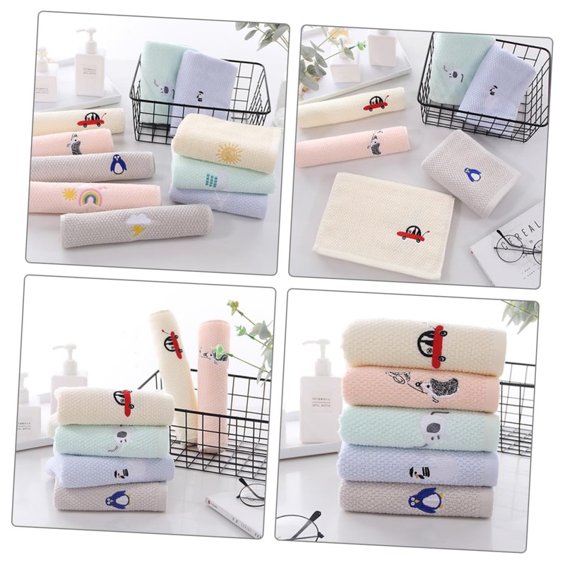 IWOWHERO Soft Cotton Face Towels for Kids 5 Pack Absorbent