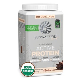 Sunwarrior Sunwarrior Vegan Protein Powder Plant-Based USDA Organic BCAAs 30g per Serving | Sugar, Gluten, Dairy Free Non-GMO | Chocolate Flavored, 20 Servings | Active Sport