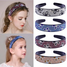 Cutewing Womens Fashion Rhinestone Headbands Bling Headband Sparkly Teeth Comb Hairbands Non Slip Hair Hoop Hair Accessories for Girls Ladies with 4PCS