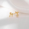 Gold Bow Earrings for Women 14K Gold Tiny Bow Stud