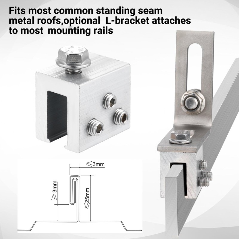 Tandefio 6 Sets Roof Clamp for Standing Metal Roof Standing