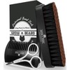 GROW ALPHA BEARD Beard Brush For Men & Beard Comb Set w/Mustache Scissors Grooming Kit