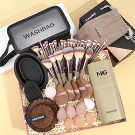MAANGE Juego de Brochas de Maquillaje de 51 Piezas Brochas de Maquillaje Profesionales Suaves Base Polvo Delineador de Ojos Sombra de Ojos Juego de Br