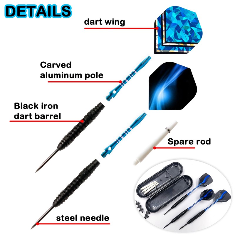 BDSHUNBF 3 Pack 22g Tip Darts Set, Professional Dart with
