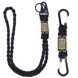 ZXKHYOR 2 Pcs Heavy Duty Paracord Lanyard Necklace, 550 Braided Keychain Lanyard Strap with USA Flag, Parachute Rope Necklace Keychains, Braided Strong Lanyard for Outdoor Activities, Camera, Keys