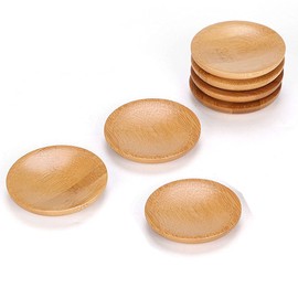 6Pcs Bamboo Teacup Coasters Round Saucer Shaped Drink Coaster Cup Tray Decoration Mini Dish for Tabletop Protection