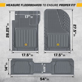 Cat® ToughLiner™ Gray Car Floor Mats - Heavy Duty Trim to Fit Floor Mats for Trucks - All-Weather Truck Accessories & Odorless Rubber Automotive Floor Mats - Car Mats & SUV Floor Liners for Car
