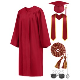 SOMSOC Matte Graduation Cap and Gown Tassel Stole Set 2025 for High School and College with Honor Cord Glasses Photo Charm