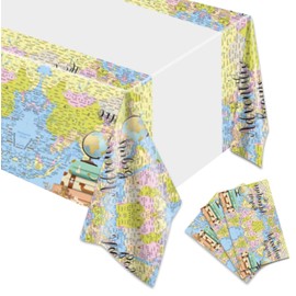 Egami 3 pcs Adventure World Awaits Map Party Tablecloth Adventure Begin Table Cover Decorations 70.8 inches x 42.5 inches for Adventure Awaits Party Supplies