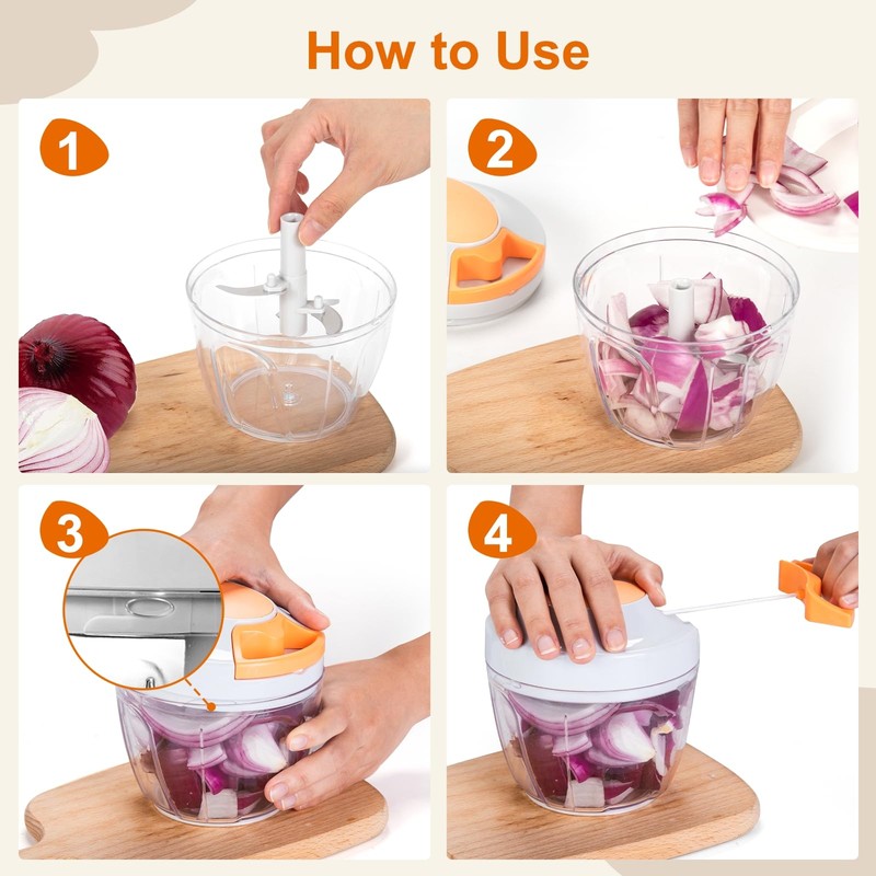 Manual Food Processor Vegetable Chopper, Portable Hand Pull String Garlic