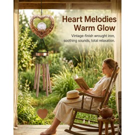 Nacome Solar Heart Wind Chimes for Outside: Weatherproof Metal Outdoor Decor Easy Hanging for Garden Patio Tree Window - Melodious Mother's Day Birthday Gifts for Mom Women Mom Grandma Her Wife