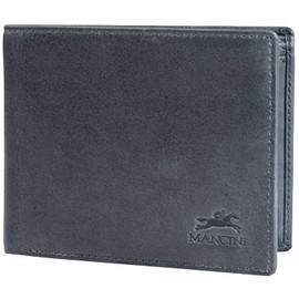 Mancini Bellagio Top Grain Leather RFID Secure Billfold with Coin Pocket, Grey